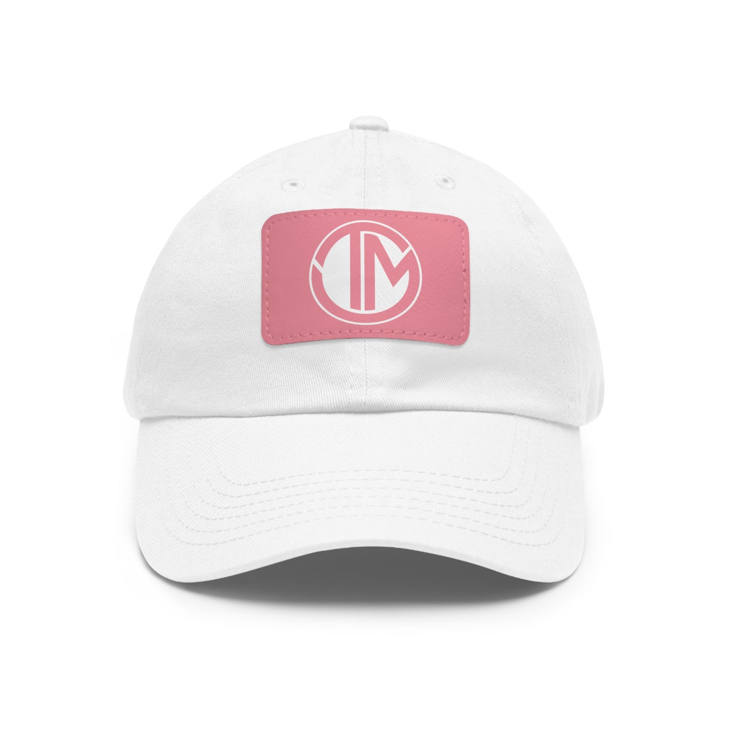 White TM Emblem Dad Hat with Leather Patch (Rectangle)