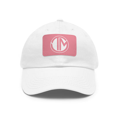 White TM Emblem Dad Hat with Leather Patch (Rectangle)