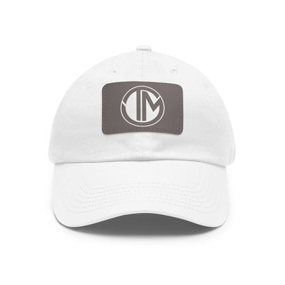 White TM Emblem Dad Hat with Leather Patch (Rectangle)